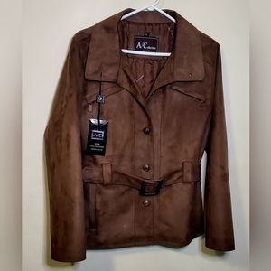 A/C Collection brown suede leather coat